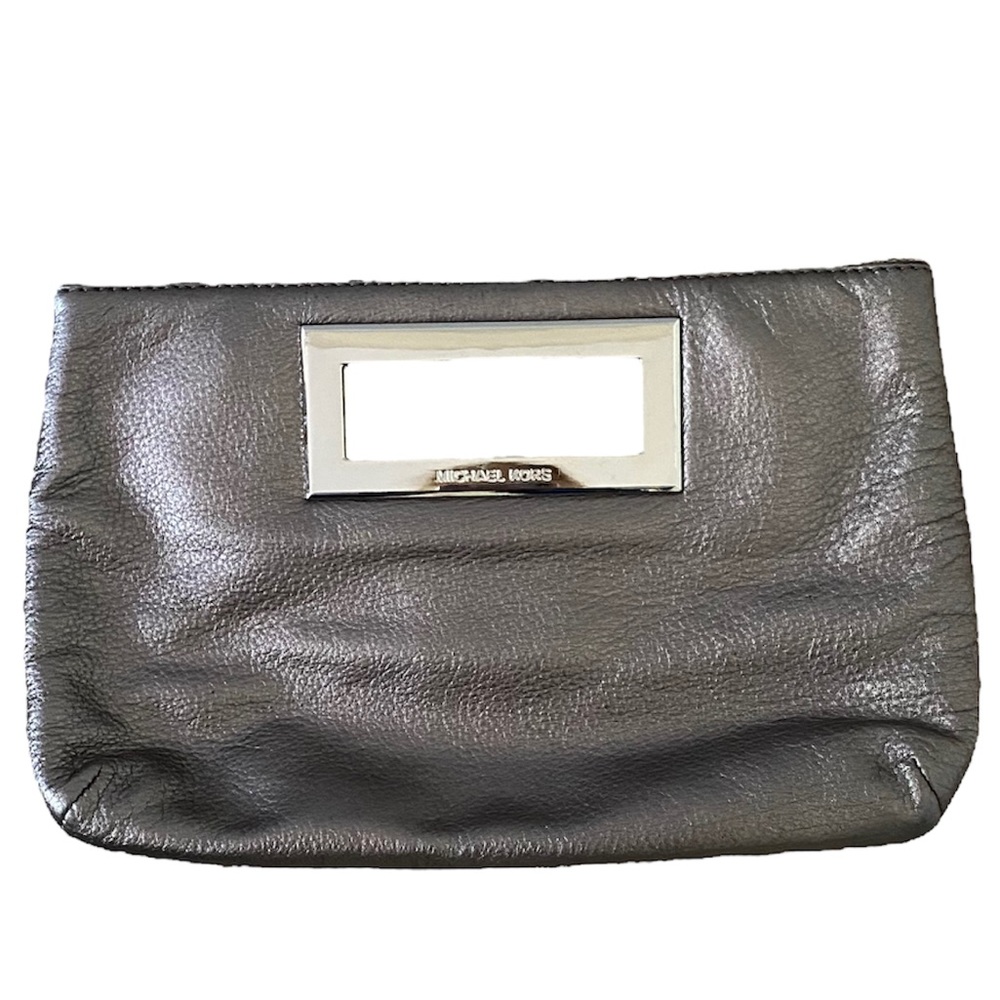 Michael Kors Silver/Gray Leather Purse/Clutch